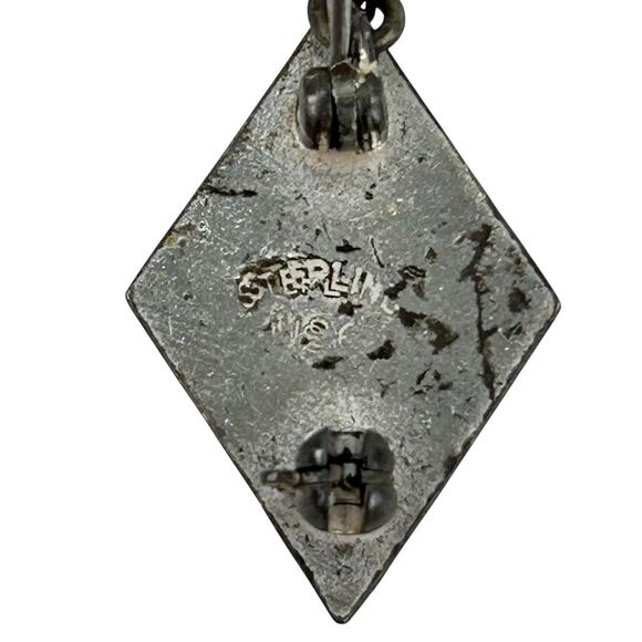 Vintage US Navy Pin Tie Tack Lapel Pin USN Chain Stamped Sterling w Faux Pearls - Picture 8 of 9